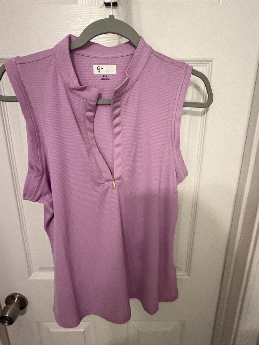 Greg Norman Collection Lavender Sleeveless Zip-Notch Tank
